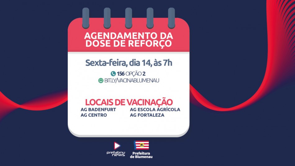 Blumenau reabre agendamento para aplicação da dose de reforço contra a Covid-19