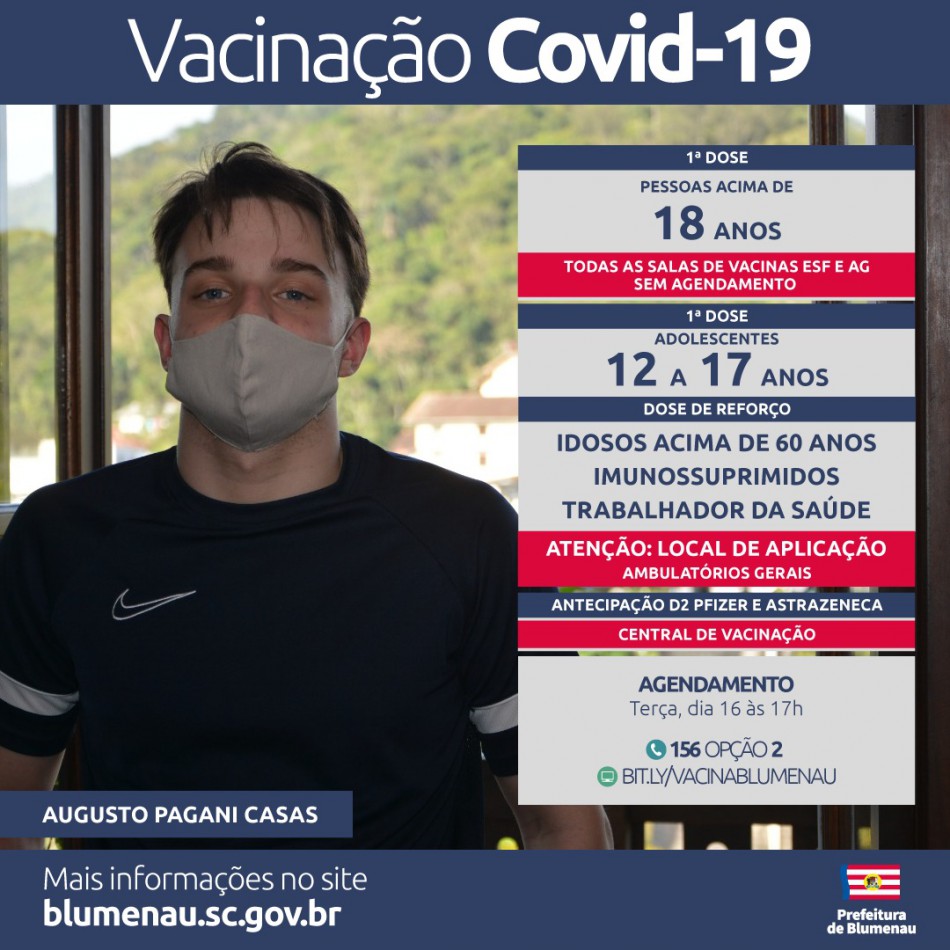 Blumenau reabre agendamento da vacina contra a Covid-19 para vários grupos