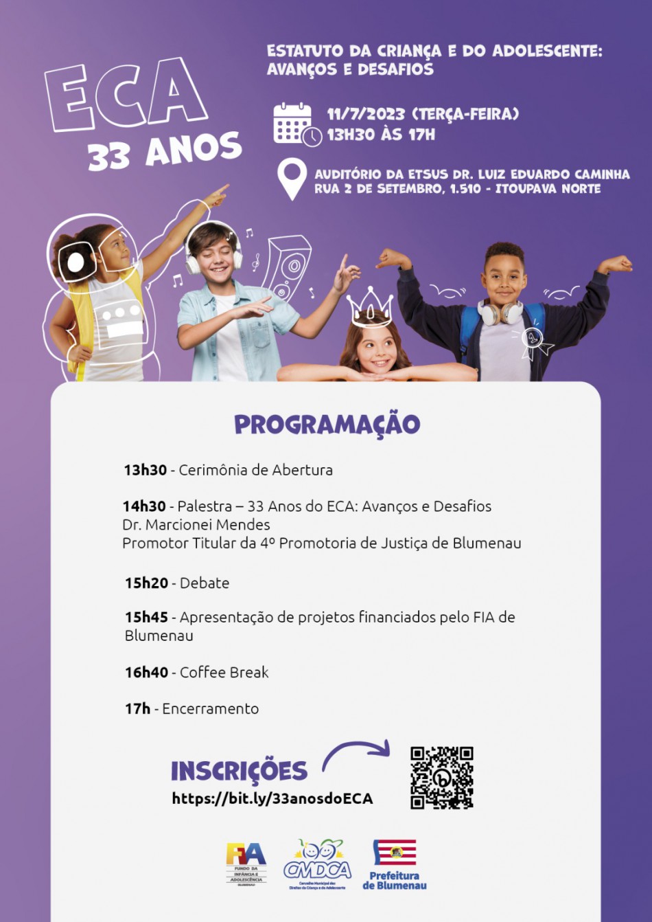 Prefeitura comemora 33 anos do Estatuto da Criança e do Adolescente