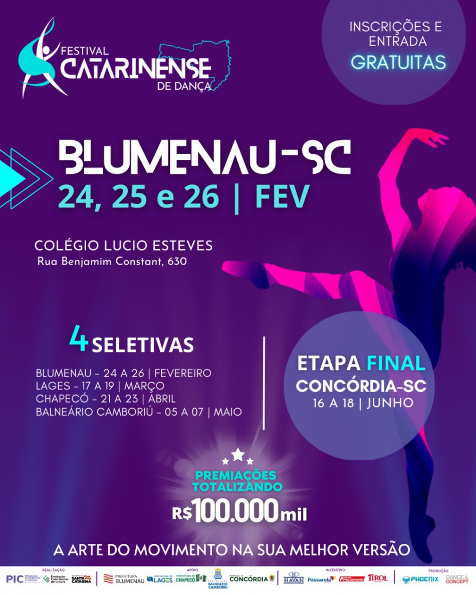 Festival Catarinense de Dança recebe inscrições até dia 13