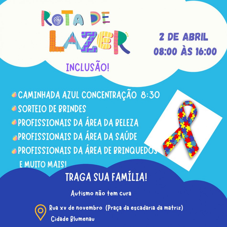 Rota do Lazer terá conscientização sobre o autismo