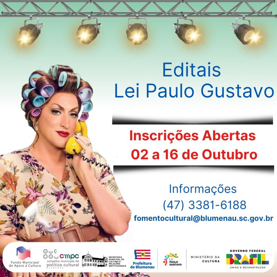 Lei Paulo Gustavo recebe inscrições para dois editais