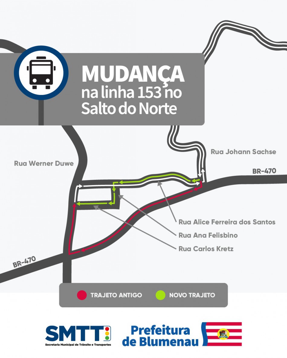 Linha 153 do transporte coletivo terá alteração de trajeto na BR-470