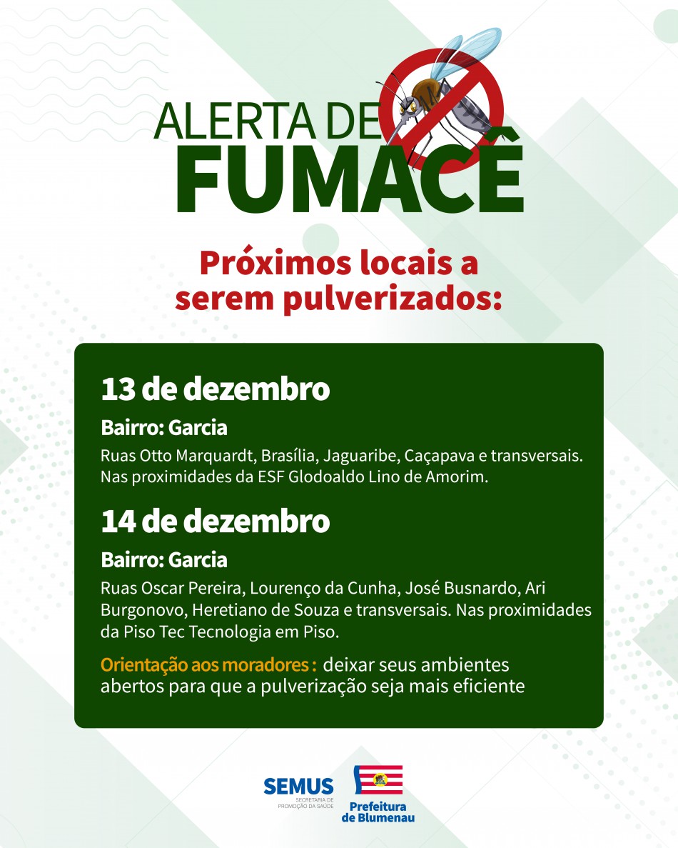 Combate à dengue: alerta de fumacê