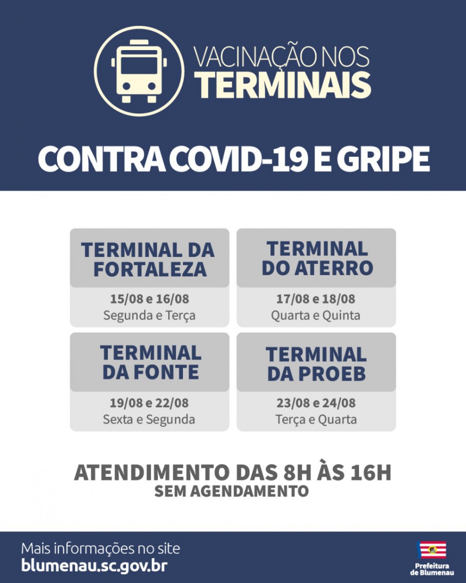 Prefeitura divulga novo cronograma de vacinação móvel em Blumenau