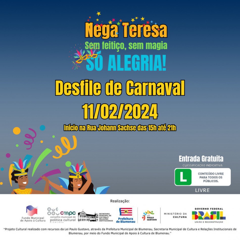 Carnaval movimenta Blumenau no dia 11 de fevereiro