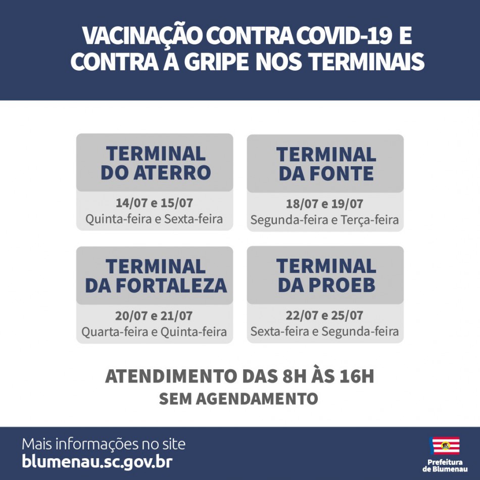 Blumenau terá vacinação móvel em terminais de ônibus da cidade