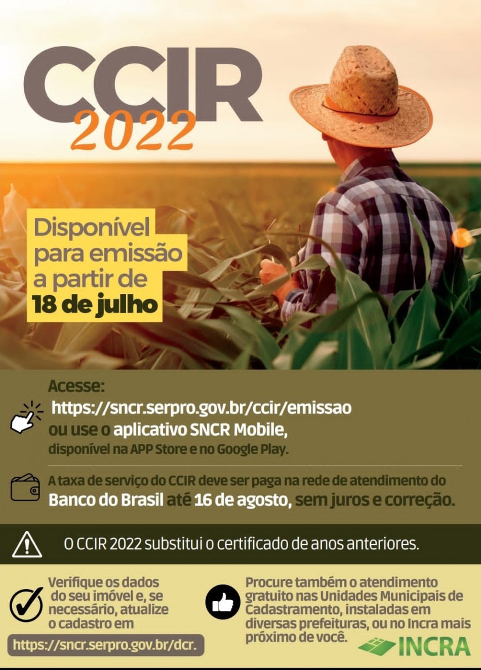Certificado de Cadastro de Imóvel Rural está disponível para emissão via internet