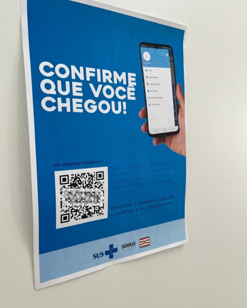 Confirmação de presença via QR Code é a nova tecnologia utilizada nas unidades de saúde do município