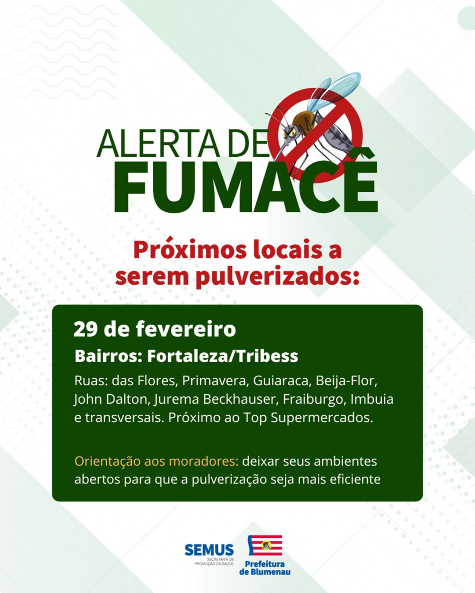 Combate à dengue: alerta de fumacê