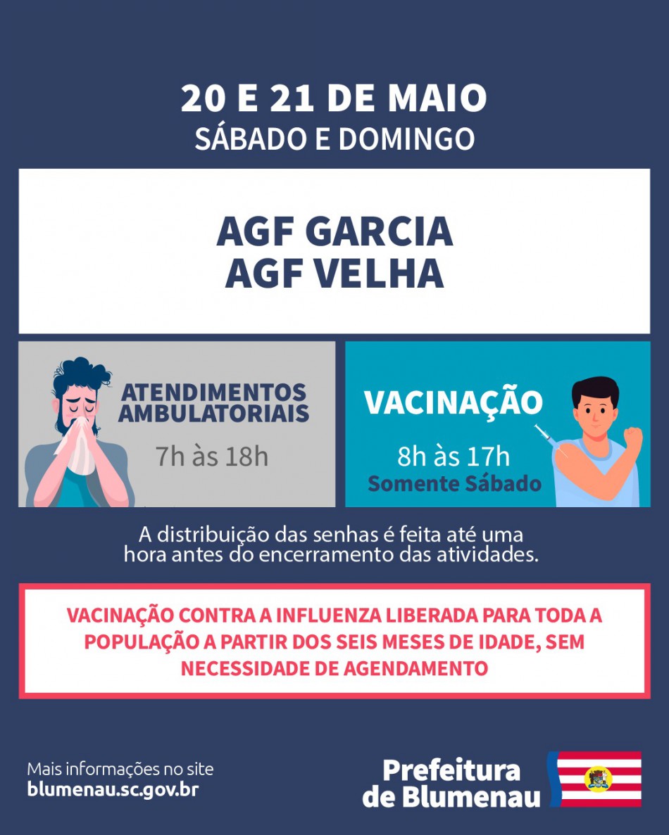 Expediente da rede pública de saúde deste fim de semana fica concentrado nos AGFs Garcia e Velha