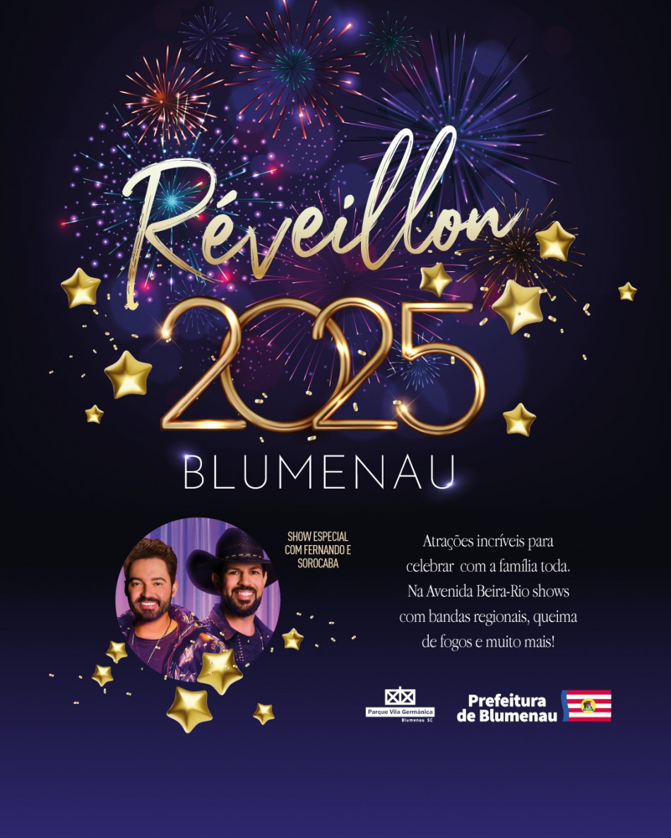 Réveillon de Blumenau terá show de Fernando e Sorocaba para celebrar a chegada de 2025