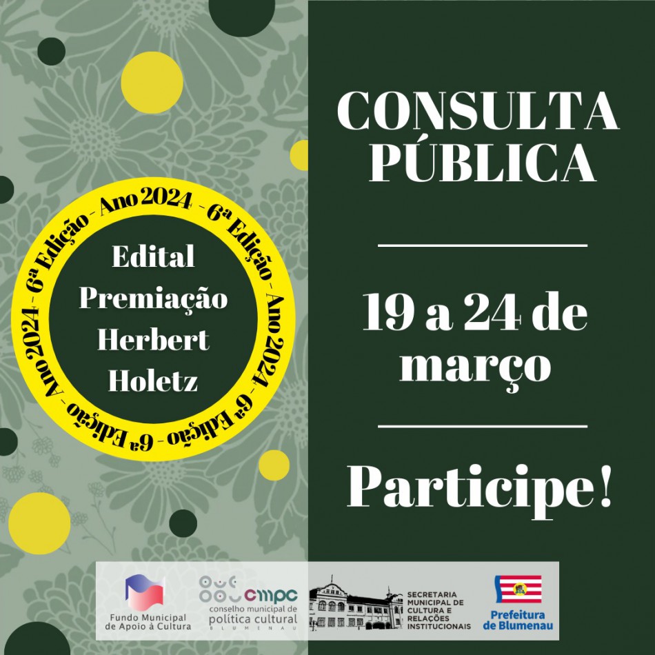 Blumenau abre Consulta Pública do 6º Prêmio Herbert Holetz