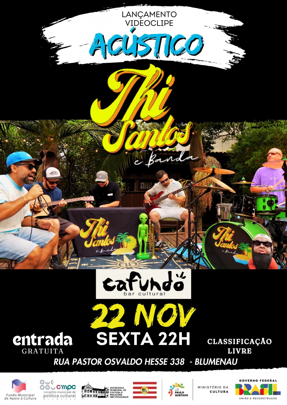 Thi Santos e banda fazem show gratuito no dia 22