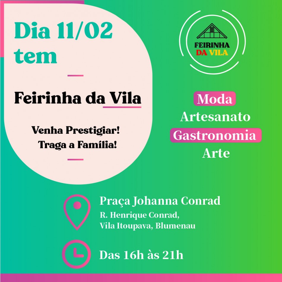 32ª edição da Feirinha da Vila acontece neste sábado, dia 11