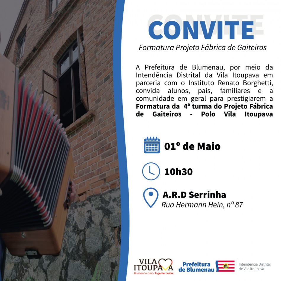 Solenidade marca formatura da quarta turma do projeto Fábrica de Gaiteiros na Vila Itoupava
