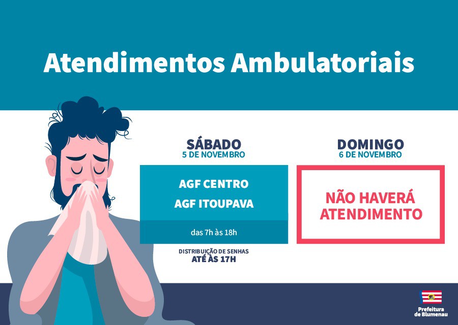 AGFs Centro e Itoupava terão atendimento ambulatorial neste sábado, dia 5
