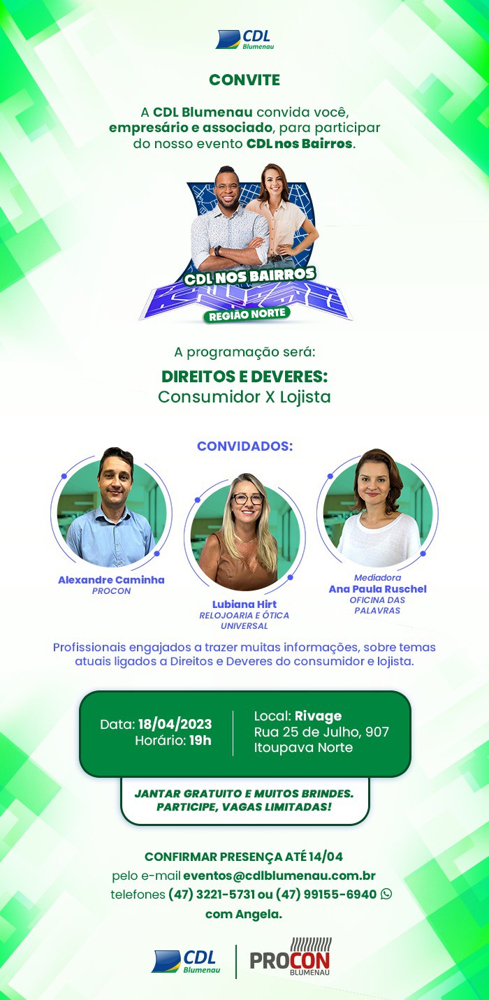 Procon de Blumenau participa do programa CDL nos Bairros nesta terça-feira, dia 18
