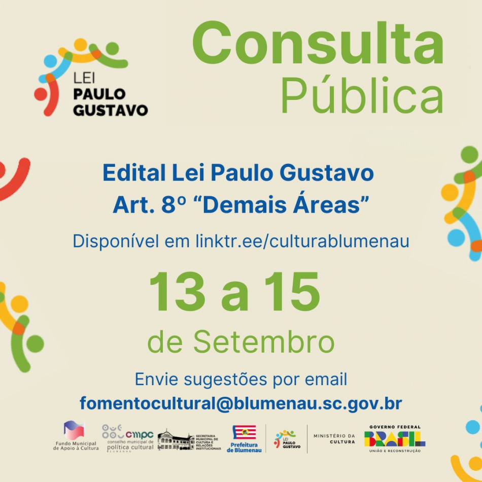 Consulta pública avalia edital que prevê R$ 805,3 mil para projetos culturais