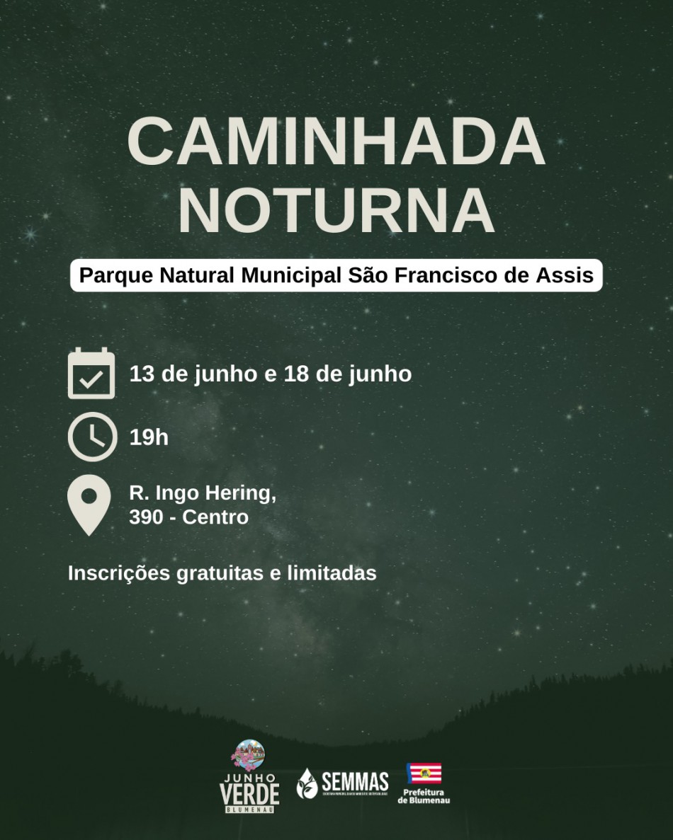 Abertas as inscrições para a Caminhada Noturna no Parque São Francisco