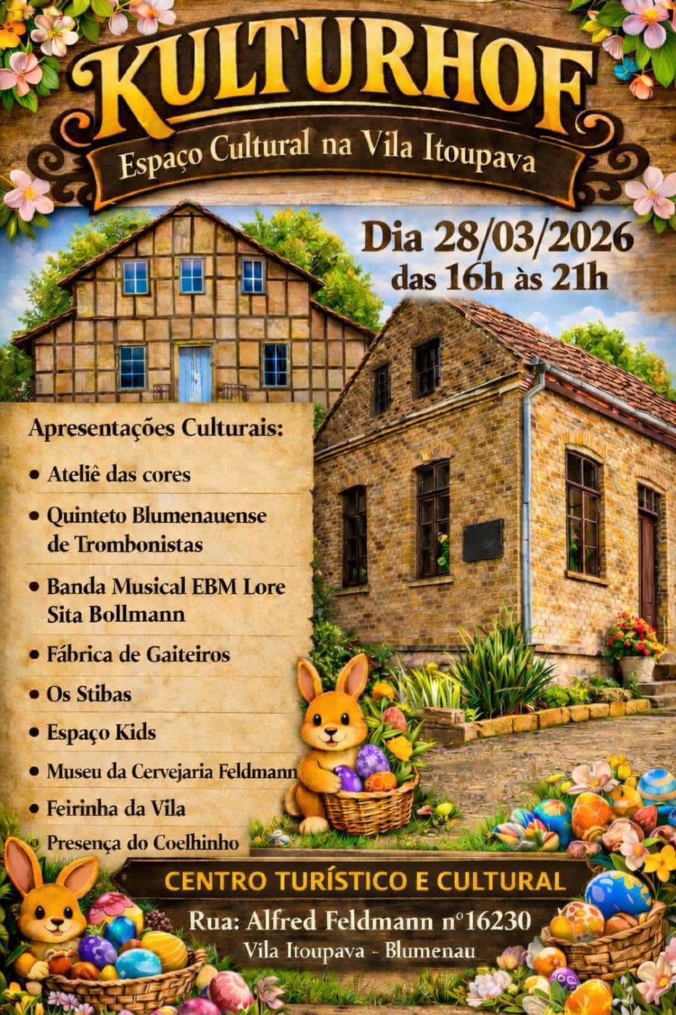 Vila Itoupava promove o Kulturhof com diversas atrações de Páscoa e cultura