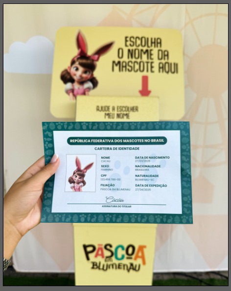 Após mais de 14 mil votos, Cacau é o nome oficial da mascote da Páscoa em Blumenau