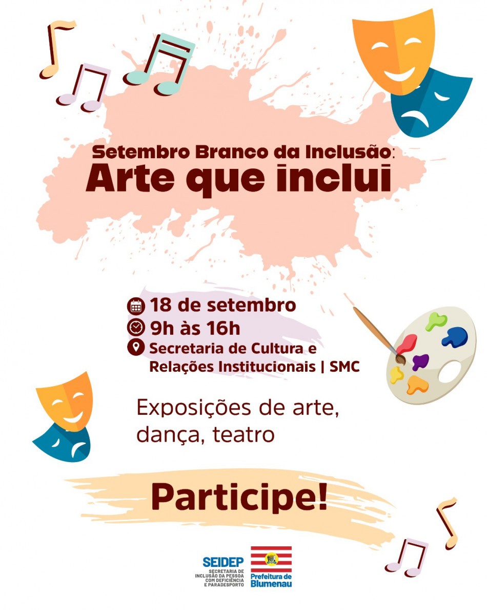 Arte para a inclusão das pessoas com deficiência será tema de evento nesta quinta-feira em Blumenau