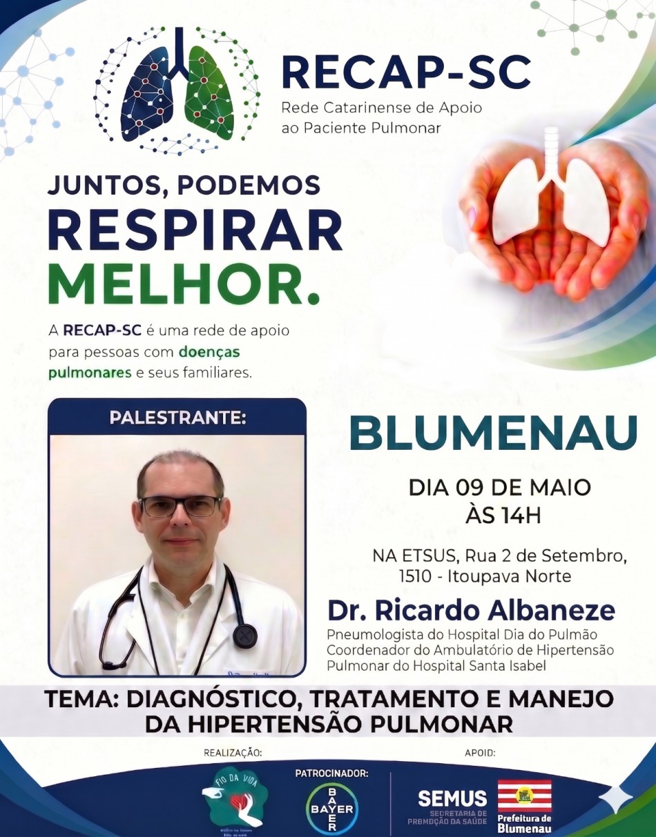 Lançamento de programa de apoio para pacientes com problemas respiratórios ocorre neste sábado, dia 9
