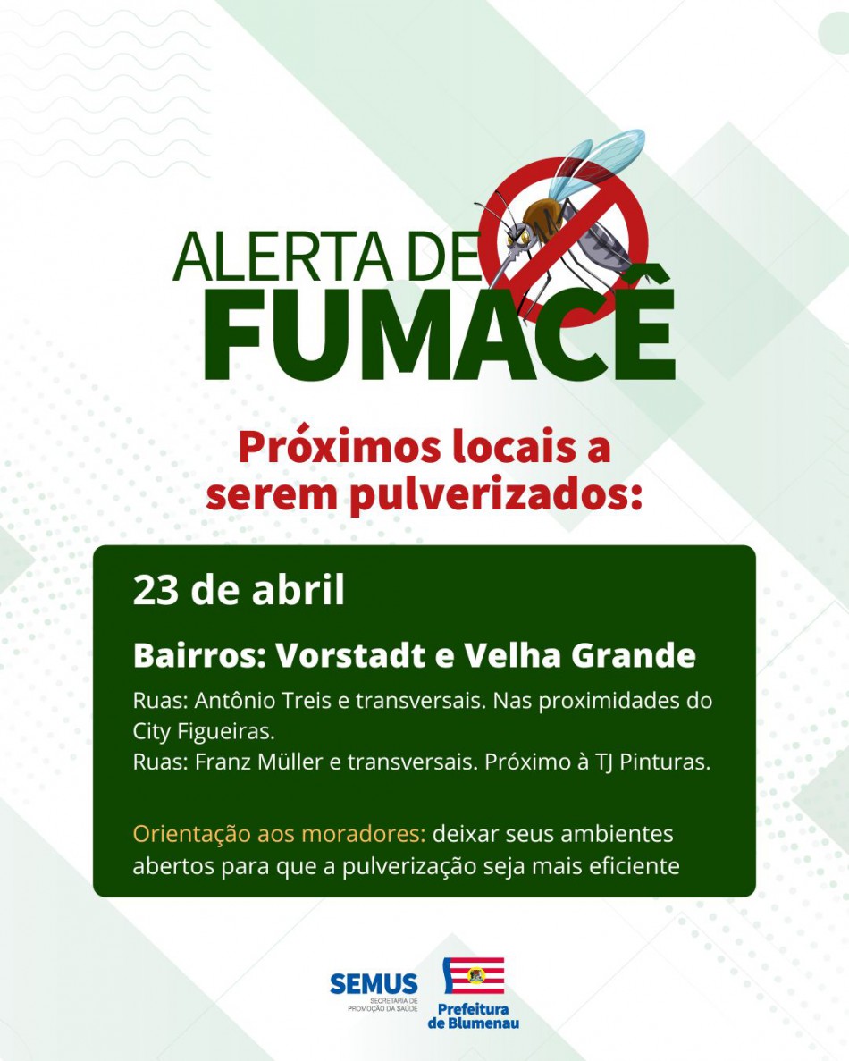 Combate à dengue: alerta de fumacê