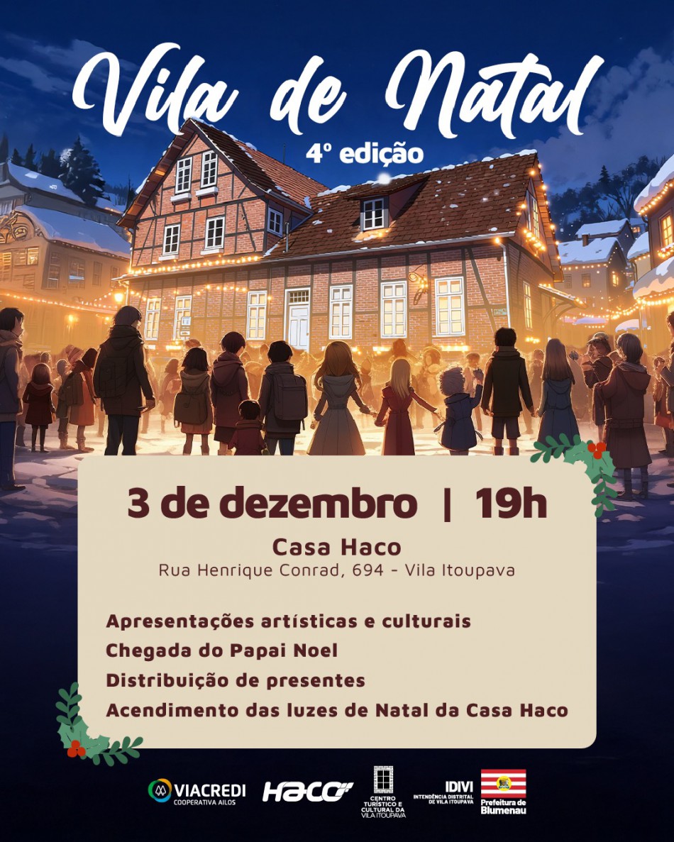 Quarta edição da Vila de Natal ilumina a Vila Itoupava nesta quarta-feira, dia 3