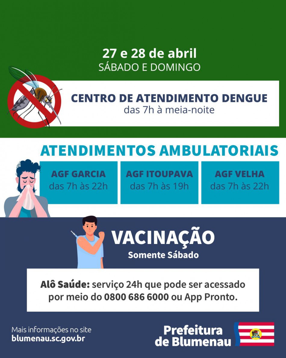 Atendimento ambulatorial do fim de semana acontece nos AGFs Garcia, Velha e Itoupava