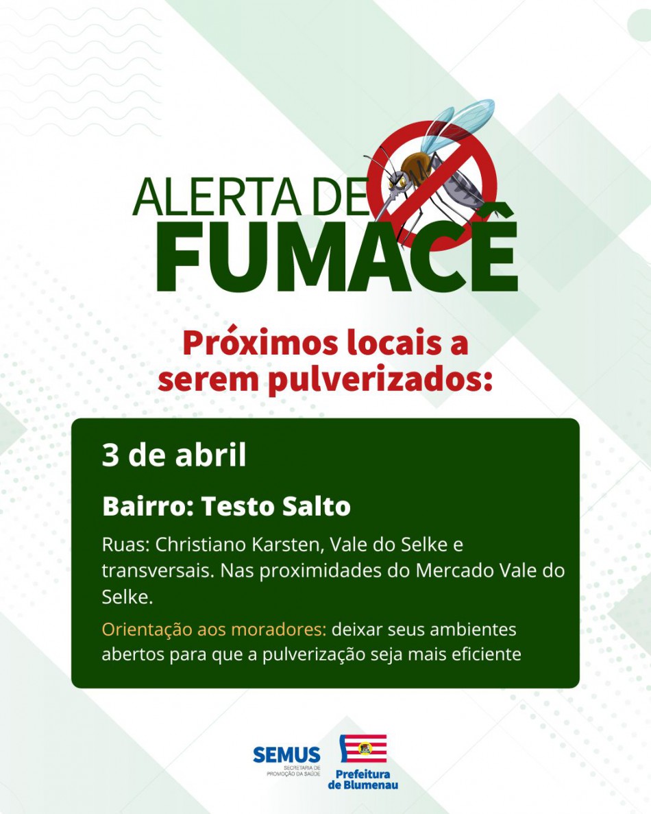 Combate à dengue: alerta de fumacê