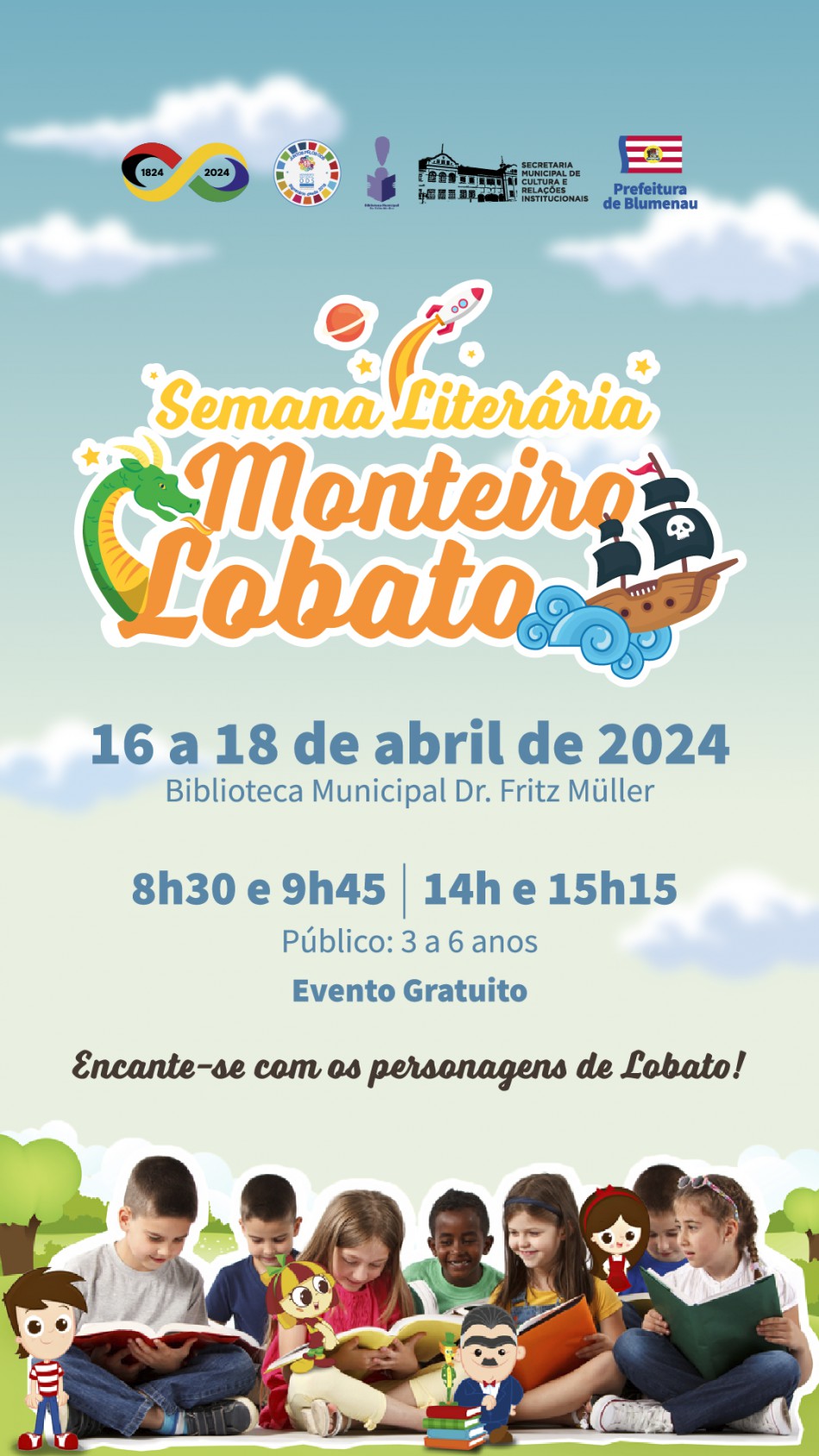 Semana Monteiro Lobato começa dia 16 de abril com personagens do Sítio