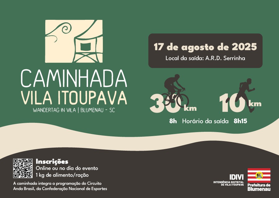 Abertas inscrições para a Caminhada da Vila Itoupava
